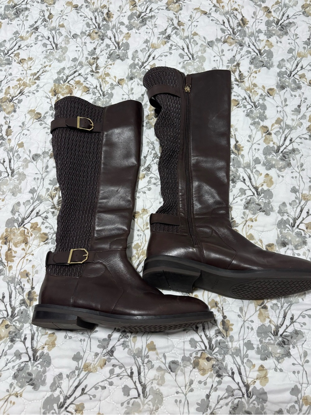 Cole Haan Dark Brown Lace-Up Knee-High Riding Boots